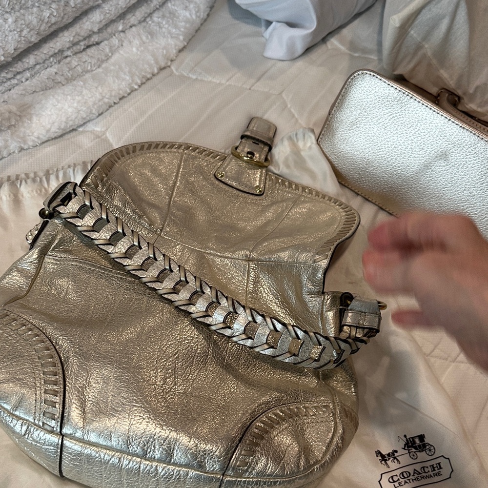 Coach Metallic warm golden silver Shoulder Bag - Picture 6 of 11